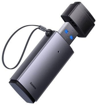 Картридер устройство чтения карт памяти USB-A Baseus Lite card reader SDTF серый фото 2 1890₽