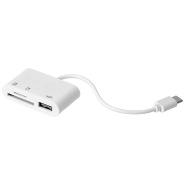 Картридер-OTG LuazON LNCR-099 адаптер Type-C разъемы USB microSD SD белый 297₽