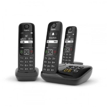 Радиотелефон DECT с автоответчиком и тремя трубками Gigaset AS690A TRIO RUS Black 21445₽