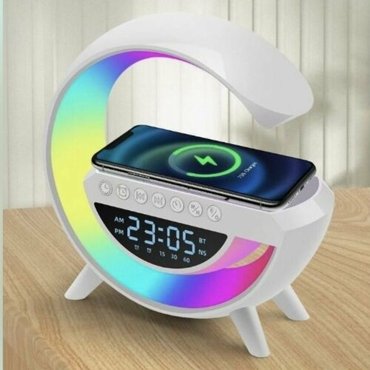 Беспроводная колонка с поддержкой Bluetooth ночник беспроводная зарядка радио часы будильник 1799₽