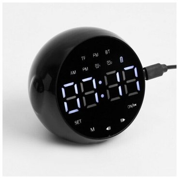 Часы-будильник электронные bluetooth 50 FM TF карта колонка 2000 мАч 9x75x8 см 1709₽