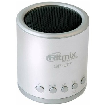 Колонка портативная Ritmix SP-077 питание от USB без аккумулятора - 3 Вт FM плеер - серебристые 626₽