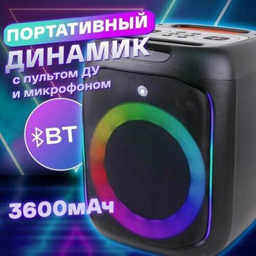 Колонка портативная TAKARA LJ601 с подсветкой микрофон пульт ДУ Bluetooth TWS AUX USB блютус 8361₽
