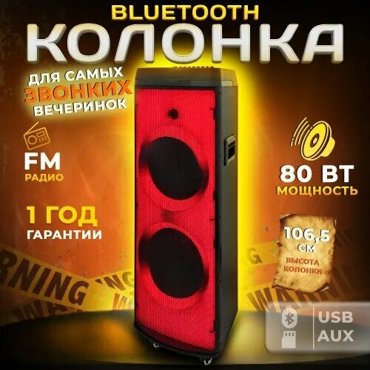 Колонка портативная TAKARA PARTY 1202 с подсветкой 80 Вт Музыкальный центр TWS AUX USB блютус 19800₽