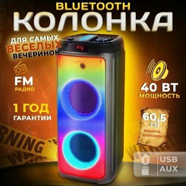Колонка портативная TAKARA PARTY 8002 с подсветкой 40 Вт Музыкальный центр TWS AUX USB блютус 9327₽