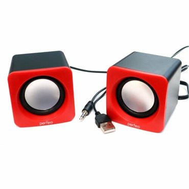 Колонки Perfeo WAVE 20 мощность 2х3Вт RMS красный USB 549₽
