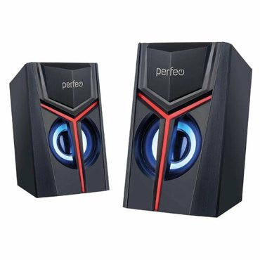 Компьютерные колонки 20 Perfeo Trial 2х3 LED подсветка чёрные 1943₽