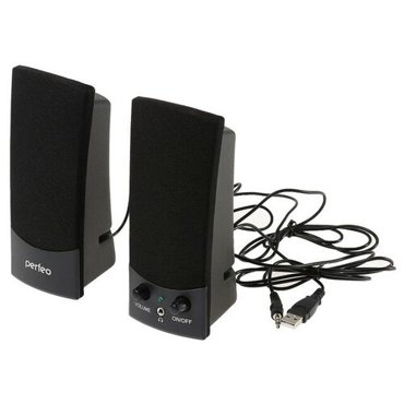 Компьютерные колонки 20 Perfeo UNO 2 х 15 Вт USB черные 1130₽
