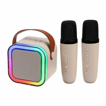 Мини караоке-система K12 5 Вт 2 микрофона 800400мАч Jack 35 Type-С USB RGB бежевая 2248₽