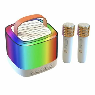 Мини со светодиодной подсветкой беспроводная Bluetooth караоке колонка с 2 микрофонами 2999₽