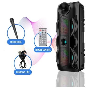 Мощная акустическая система HUD BT Speaker караоке колонка 40000w микрофон Активная RGB-LED подсветка 8 дюймов 4500 мАч 9980₽