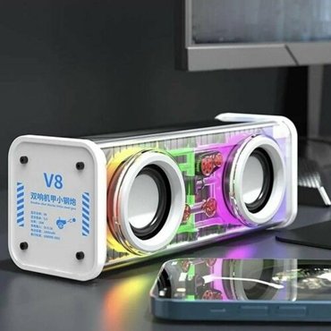 Сабвуфер Bluetooth V8 с объёмным стереозвуком и светодиодной подсветкой белый 1599₽