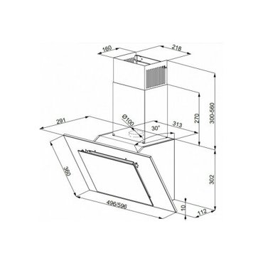 Вытяжка каминная Weissgauff Sigma 60 PB WH белый управление кнопочное 1 мотор 18288₽