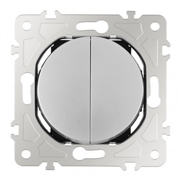 Выключатель двухклавишный проходной Arte Milano 20232-2silver 315₽