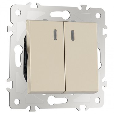 Выключатель двухклавишный с подсветкой Arte Milano 20331-2shampan 302₽