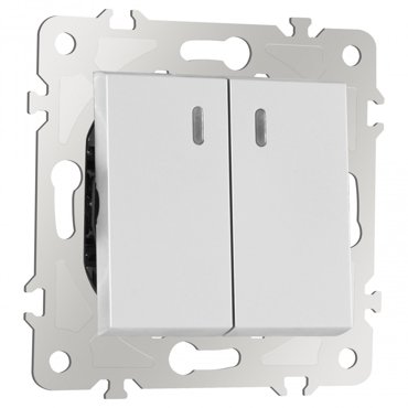 Выключатель двухклавишный с подсветкой Arte Milano 20331-2silver 302₽