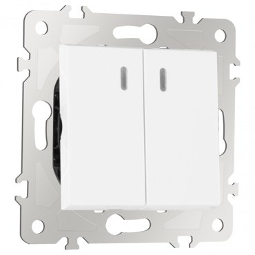 Выключатель двухклавишный с подсветкой Arte Milano 20331-2white 281₽