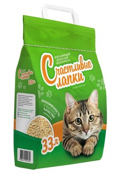 Чистые лапки древесный хвойный наполнитель Счастливые лапки 12 кг 638₽