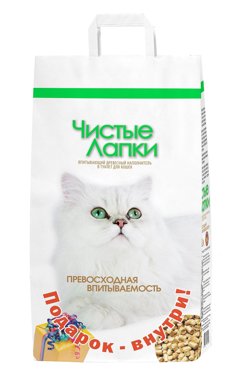 Чистые лапки древесный наполнитель 14 кг 727₽