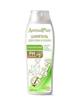Animal Play шампунь гипоаллергенный с аминокислотами и экстрактом шалфея для собак и кошек 250 мл 182₽