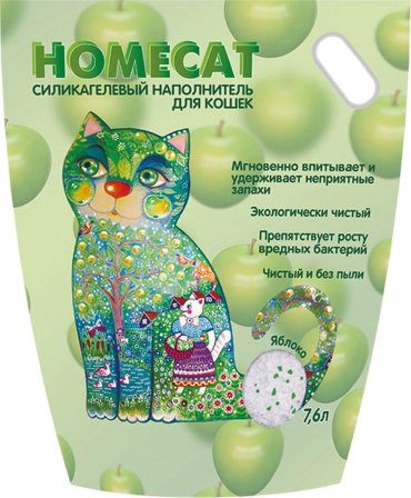 Homecat наполнитель силикагелевый наполнитель для кошачьих туалетов с ароматом яблока 507 кг 1994₽