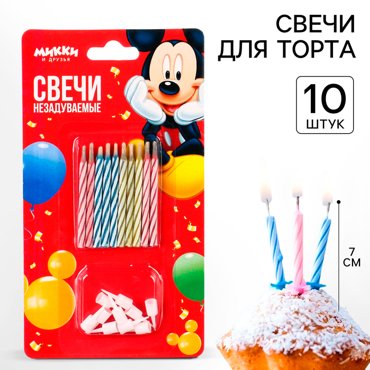 Свечи незадуваемые в торт Микки Маус 10 шт 49₽