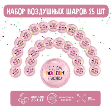 Набор фольгированных шаров 18 круг Красотка 25 шт 950₽