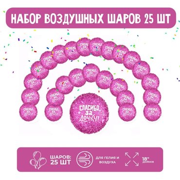 Набор фольгированных шаров 18 круг Спасибо за дочку 25 шт 1090₽