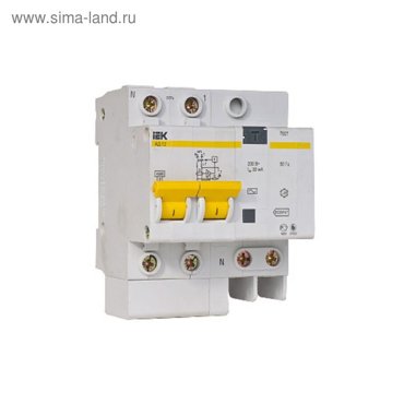Дифф автомат IEK двухполюсный 35 мод C 32 А 30 мА тип A 45 кА АД-12М MAD12-2-032-C-030 1156₽
