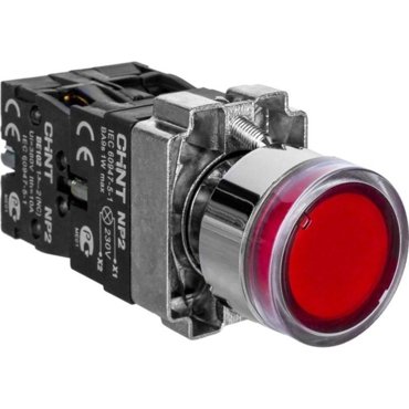 Кнопка управления CHINT 574267 NP2-BW3465 230 В IP40 цвет красный 784₽