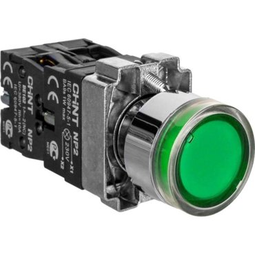 Кнопка управления CHINT 574268 NP2-BW3365 230 В IP40 цвет зелёный 784₽