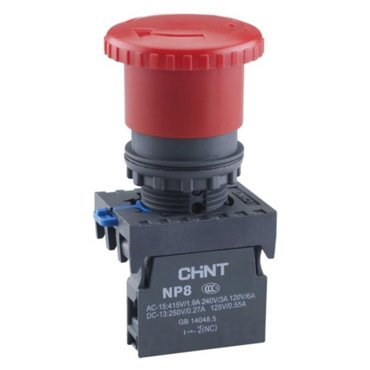 Кнопка управления CHINT 667210 d40 мм с фиксацией IP65 цвет красный 578₽