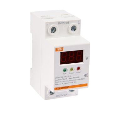 Реле напряжения TDM АЗМ-LED 1-модуль 63 А SQ1504-0020 1679₽