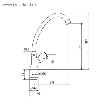 Кран для кухни Zipponi ZEUS излив J200 цвет хром 2286₽