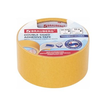 Лента двухсторонняя Brauberg 606427 тканевая основа 50 мм х 10 м 265₽