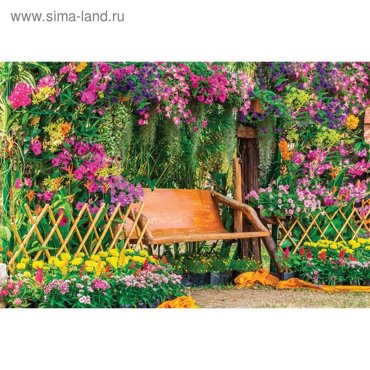 Фотосетка 300 200 см с фотопечатью люверсы шаг 1 м Скамейка в цветах 3760₽