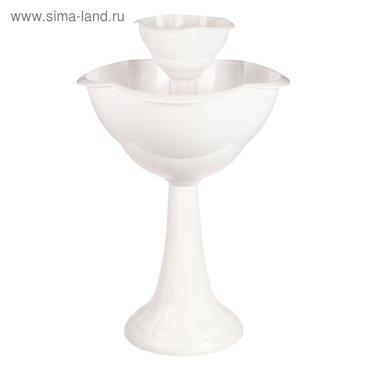 Клумба пластиковая 2 яруса d 2555 см h 87 см на высокой ножке белая 1090₽