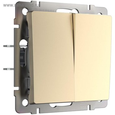 Выключатель двухклавишный проходной WL11-SW-2G-2W цвет шампань 827₽