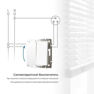 Выключатель двухклавишный с самовозвратом белый матовый W1122461 1560₽