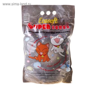 Наполнитель минеральный комкующийся Экософт Супер Комок 45 л 160₽