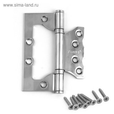 Петля дверная AVERS B2CR 100х75х25 мм без врезки 2 подшипника цвет хром 2 шт 183₽