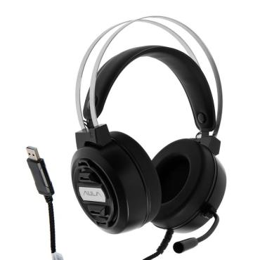 Наушники AULA S603 USB игровые полноразмерные микрофон USB 21м подсветка черные 1010₽