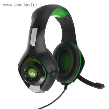 Наушники Crown CMGH-101T игровые полноразмерные микрофон 35 мм 21 м чёрно-зеленые 990₽