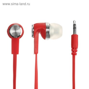 Наушники LuazON VBT 19 вакуумные плоский провод красные 59₽