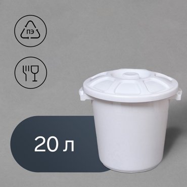 Бак пищевой 20 л с крышкой цвет МИКС 463₽