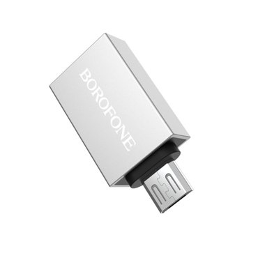 Адаптер Borofone BV2 USB - MicroUSB серебристый 137₽