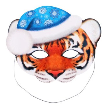 Маска новогодняя Тигр голубая шапка 45₽
