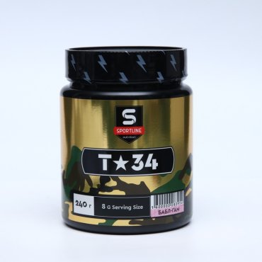Предтренировочный комплекс SportLine T-34 with DMAE спортивное питание Bubble Gum 240 г 1335₽
