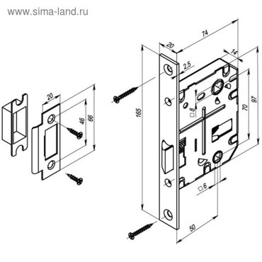 Защелка врезная L72-50 GR цвет графит 288₽