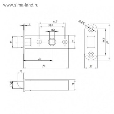 Защелка врезная PL45-R20 SN цвет матовый никель 129₽